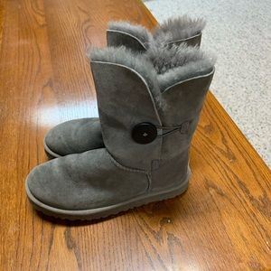 Ugg Grey Mini Button Boots - Size 6